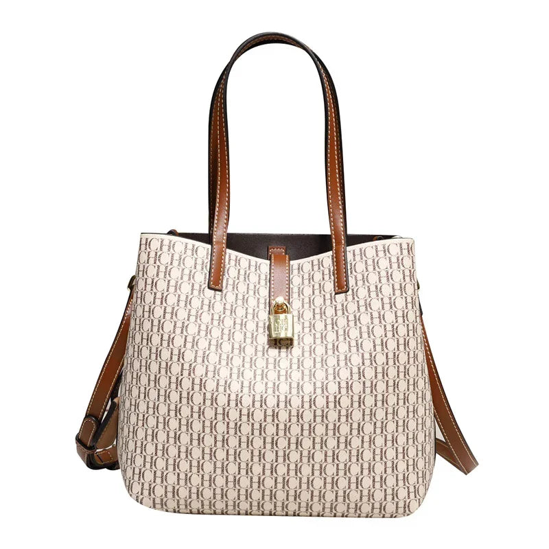Premium Versatile Leather/Crossbody Bag Ladies Large Capacity/Daily Commuter Tote Bag/Letter Print Design With Slot Pocket.