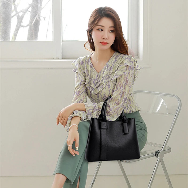 Business Handbags For Women 2025/ Luxury Designer Handbag Pure Color/Big Capacity Shoulder Crossbody Bags Branded Top-handle Tote.