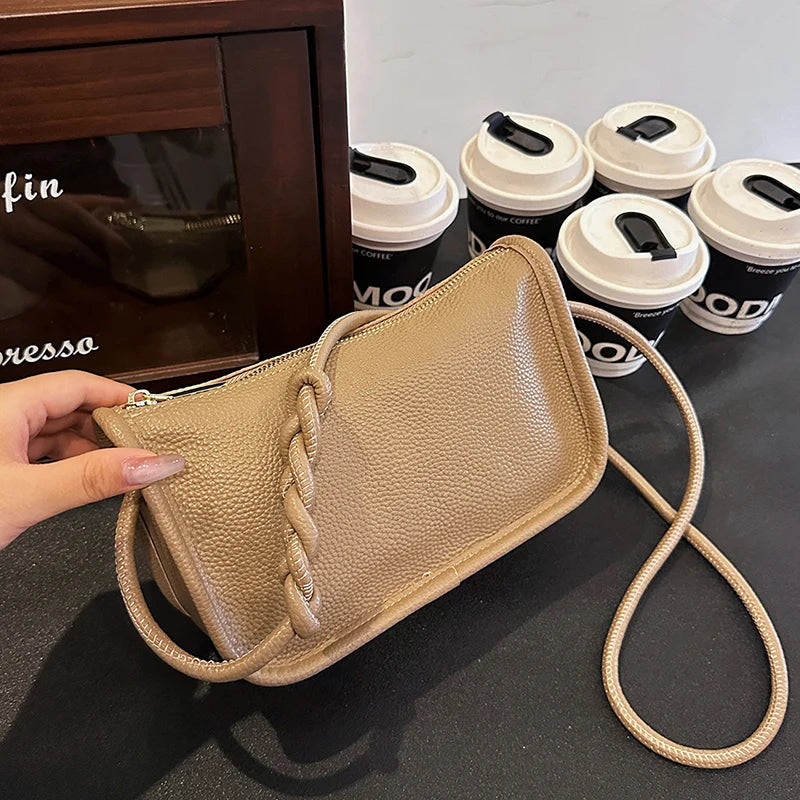 Modern Blend Boutique™ | Luxe Genuine Cowhide Leather Crossbody Bag – Premium Braided Strap Shoulder Purse for Women