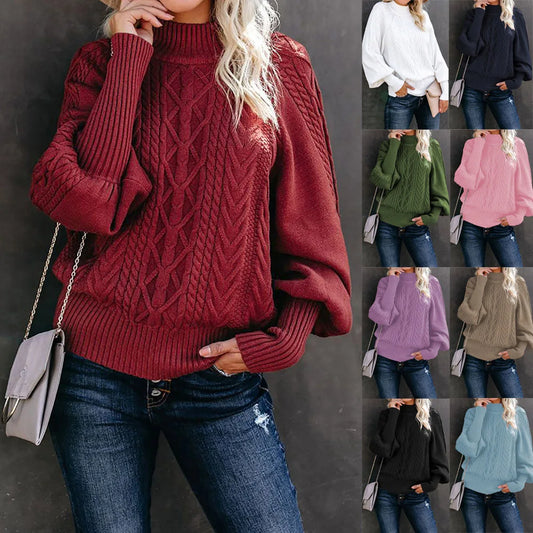 Cozy long-sleeved pullover/Solid color winter fashion/Comfy knitted sweater for women/Limid-neck sweater for women/Fashion long sleeved knitted solid color sweater.