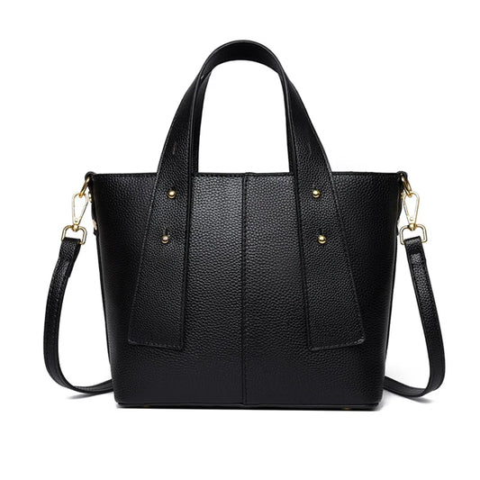 Timeless Black Leather Tote & Crossbody Bag for Everyday Style