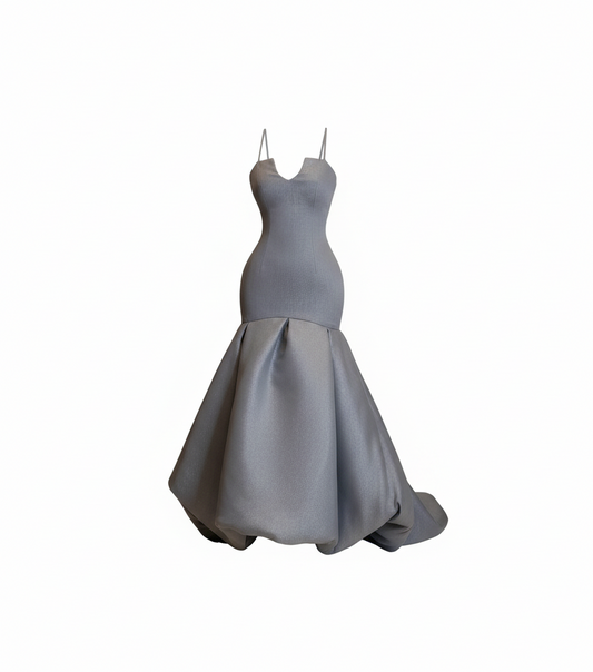 Customized Exquisite Silver Satin Evening Dress/Delicate Strapless Spaghetti Strap/Cocktail Dress Modern Special Occasion Gown’s.