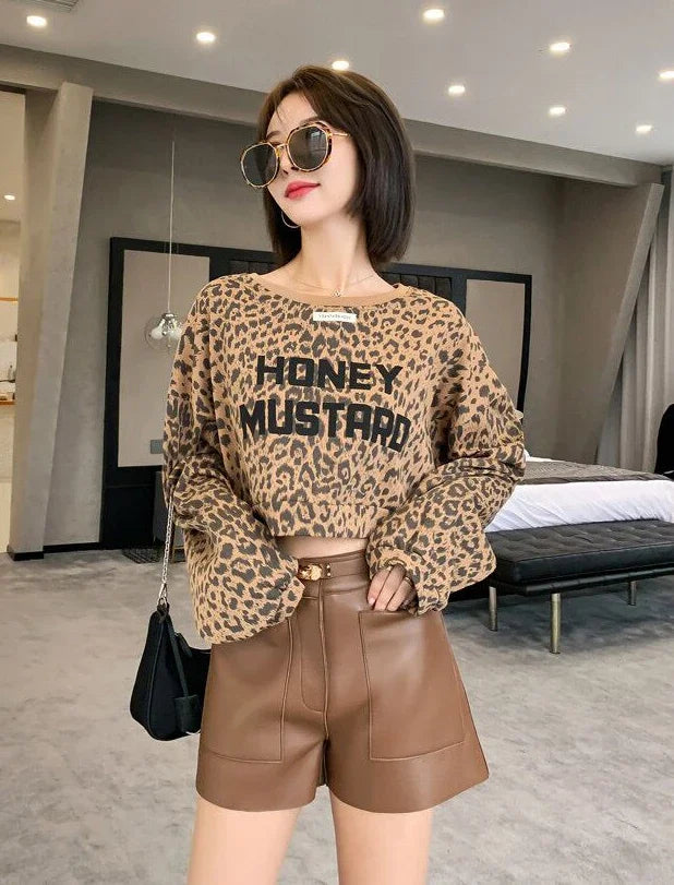 Luxury High-Waisted Faux Leather Tailored Shorts – Structured Designer-Inspired Statement Piece