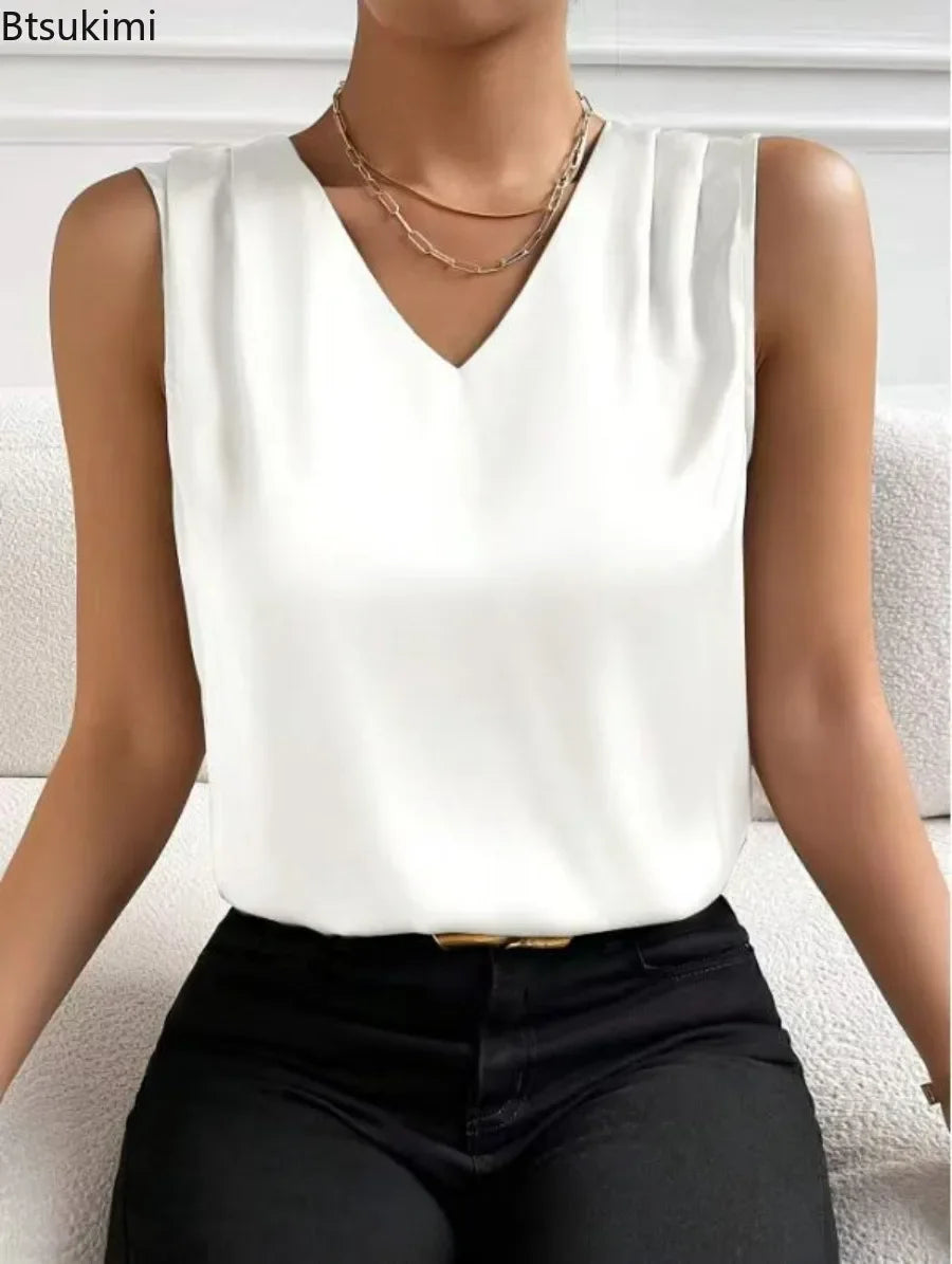Elegant Tunic Shirts Top Blouses/ Elegant White Vintage Office Satin/ Silk Toned Basic Chiffon Blouse Top’s.