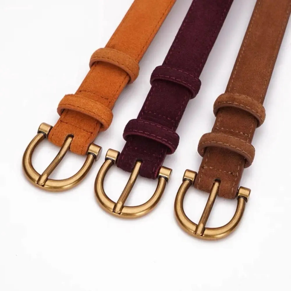 Women Luxury Design Suede Leather Belt Casual Versatile Business Waist Strap Trendy Trouser Dress Belts Gifts