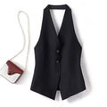 Women's denim jacket vest/Halter Vest Shirt Solid Color Neckline Tie Front Sleeveless/Polyester