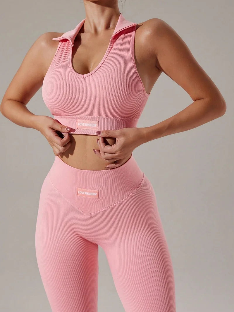 Seamless Yoga Set/Beauty Back Sport’s Bra/Hip Lifting Leggings Workout Set/Breathable Fitness Set Gym Clothing.