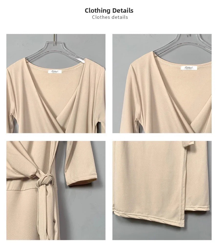 Slimming V-Neck Belted Maxi Dress.