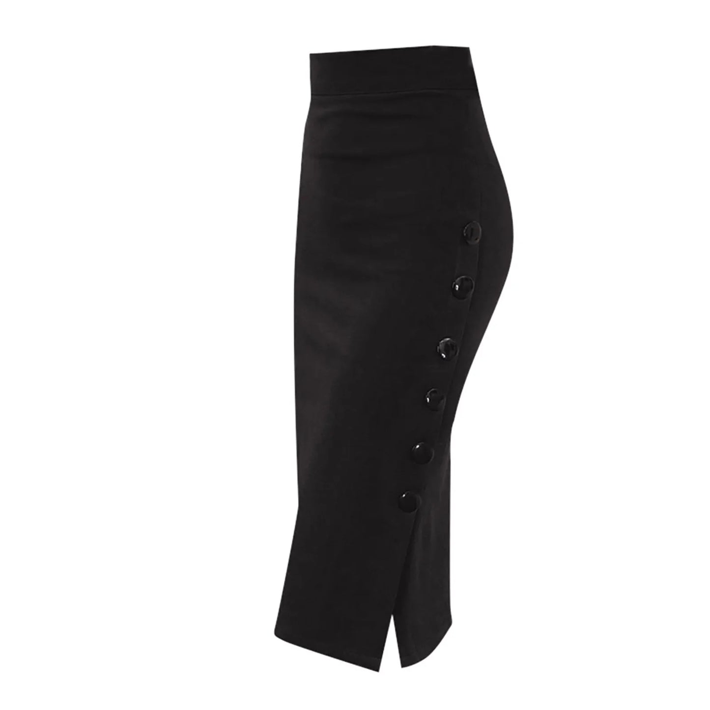 Elegant High Waist Fitted Skirt/Slit Pencil/Stretch Midi Skirts/Knee Length Fitted Skirt/Broadcloth Material.