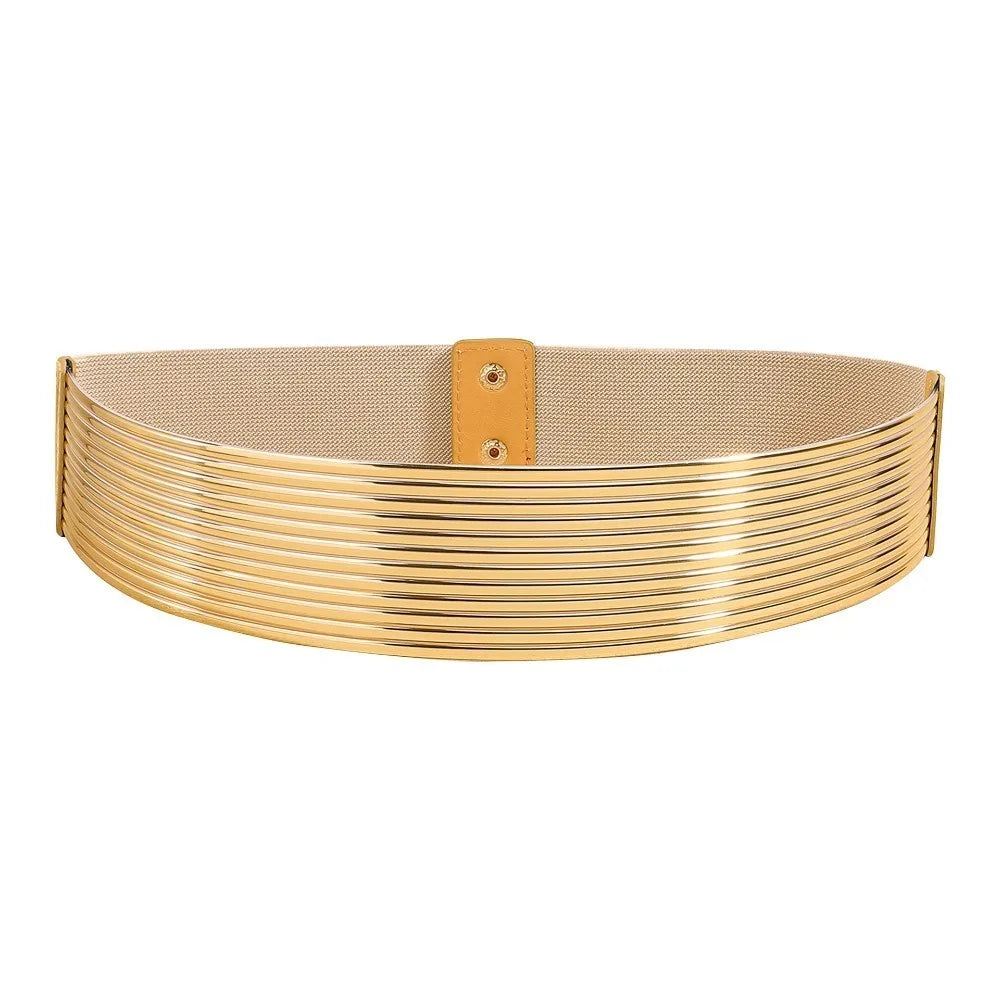 Fashioned Gold Waist Belt/Ladies Golden Buttoning Belt/Tight Waistband Fashion Accessory for Women.