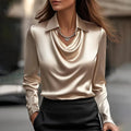 Stand Out Reflected Solid Blouse/Full Sleeve Swing Collar Pullover/Temperament Printing Simple Shirt Office Lady Elegant/Stunning.