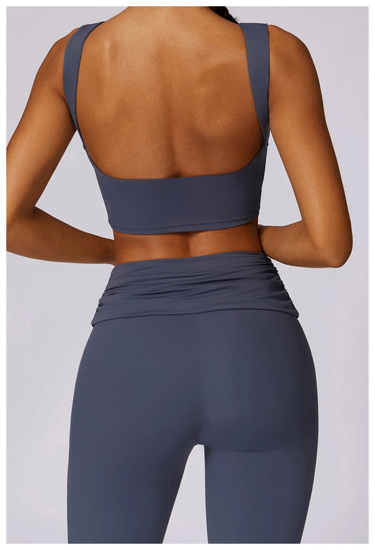 High-Waisted Flared Active Pants with Sculpting Fit – Neutral Beige