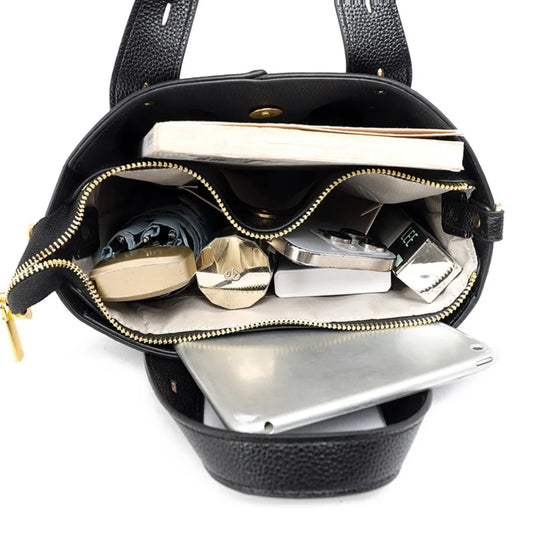 Timeless Black Leather Tote & Crossbody Bag for Everyday Style