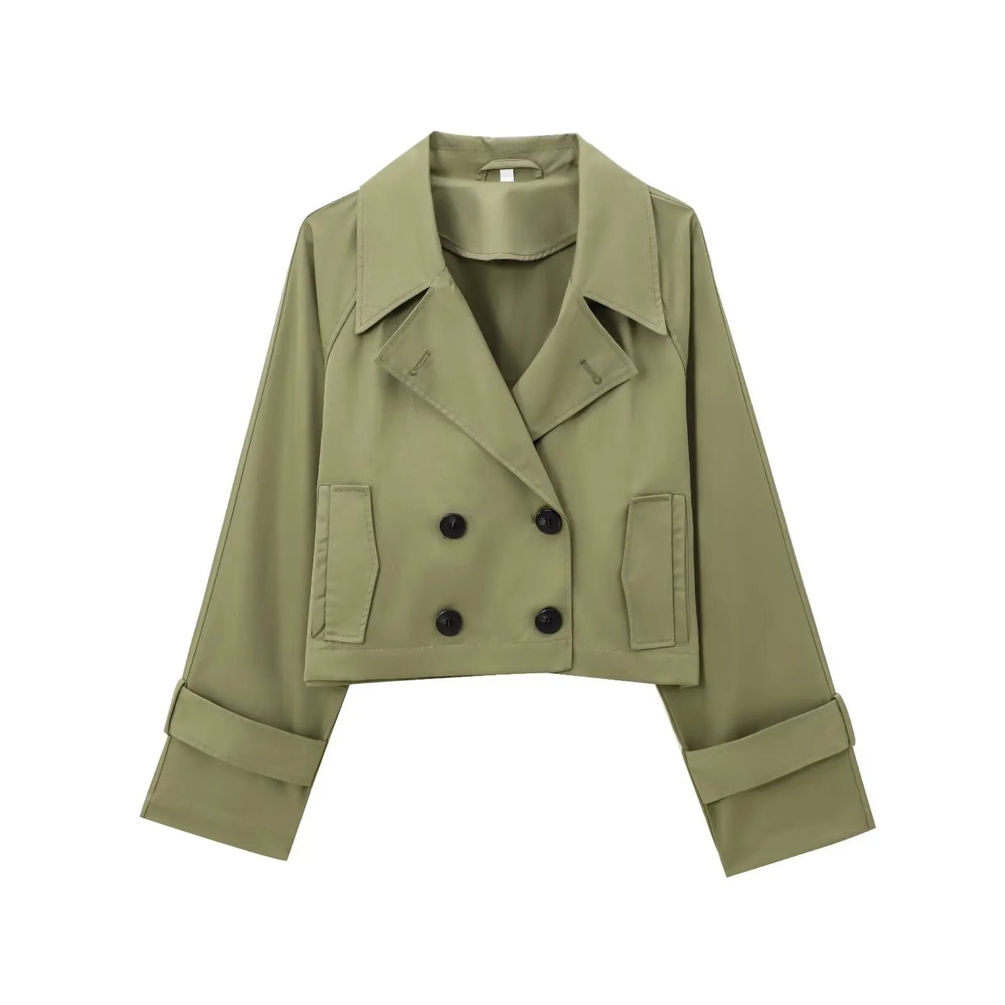 Oversized Cropped Trenched Jacket/Autumn Style Fashionable Versatile /Solid Windbreaker Long Sleeved.