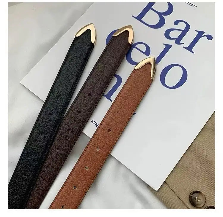 Solid Color Retro Belt/Elegant PU  Suitable for All Four Seasons Belt.