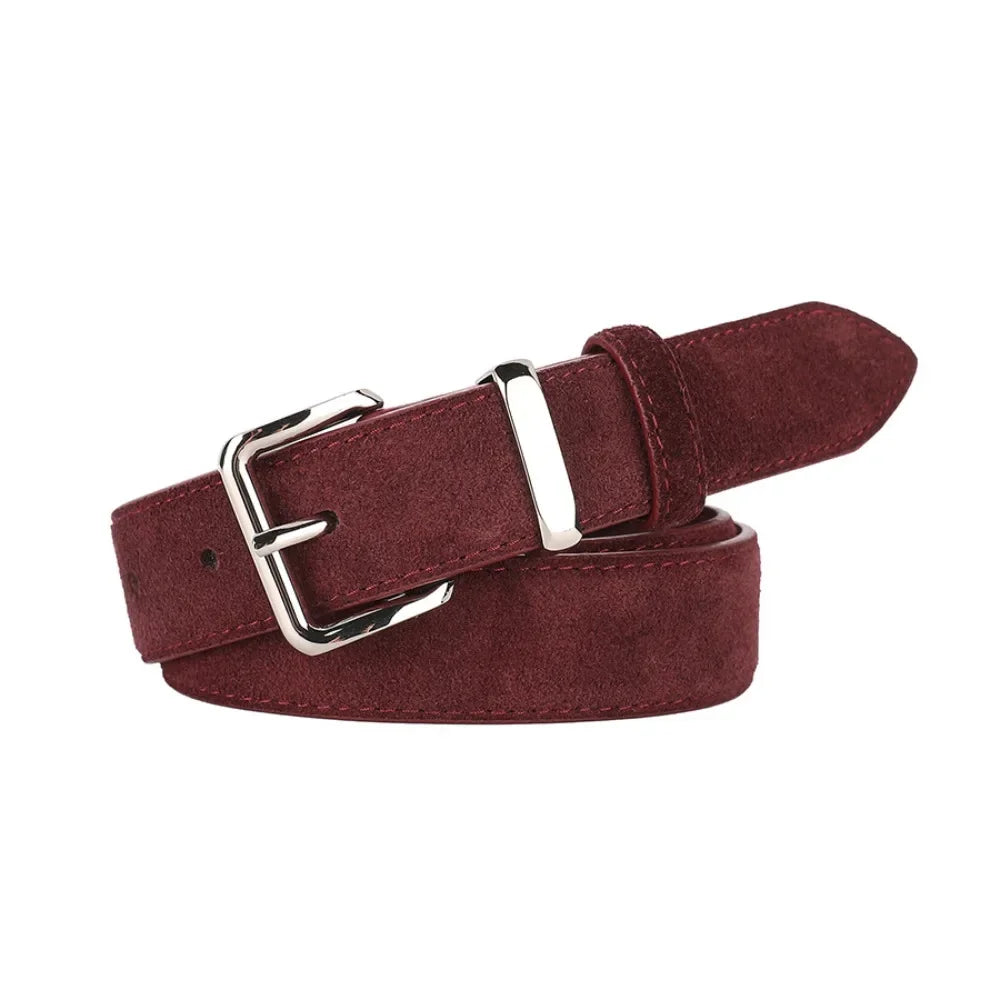 Women Luxury Design Suede Leather Belt Casual Versatile Business Waist Strap Trendy Trouser Dress Belts Gifts