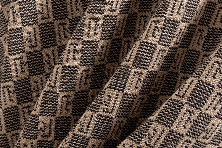 Women’s Elegant Knit Cardigan, Sleeveless Vest & Wide-Leg Trousers Set | Classic Geometric Pattern | Sophisticated Office & Casual Wear
