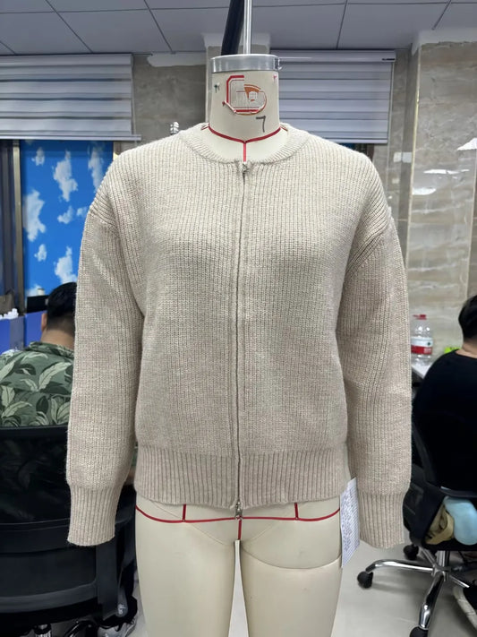 Women’s Zip-Up Knitted Sweater/Cardigan – Mock Neck Long Sleeve Open-Front Winter Jacket/Casual Long Sleeve Open Front Cardigan/Outwear Coat Fashion Streetwear.