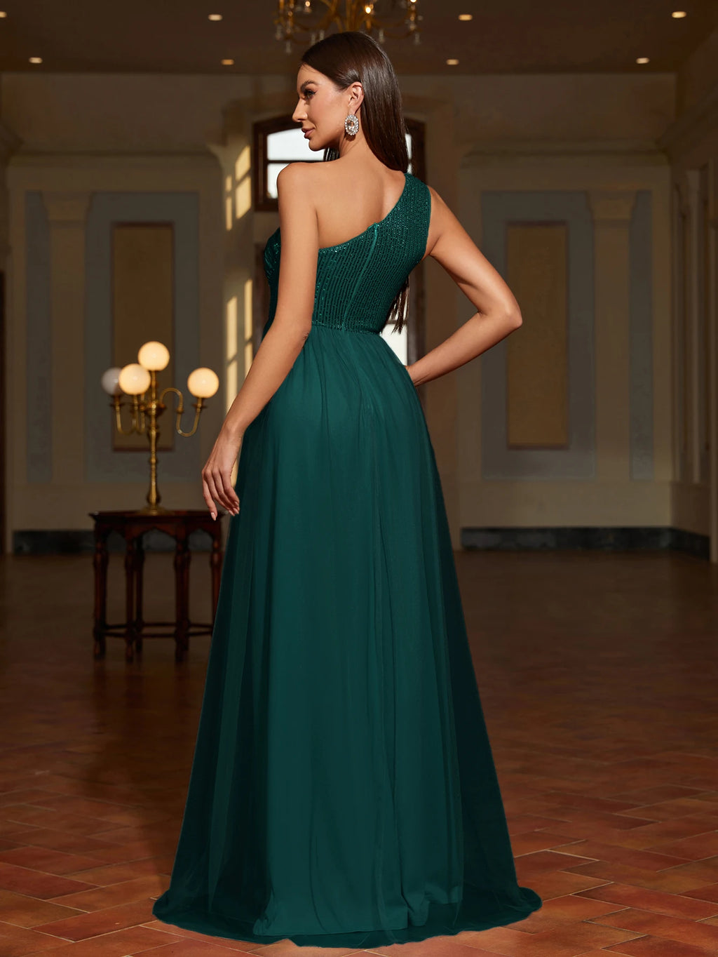 Asymmetrical Backless Exquisite Sequin Mesh  Dress/Long Evening Dress/Special Host Performance/ Bridesmaid Dress.🖤