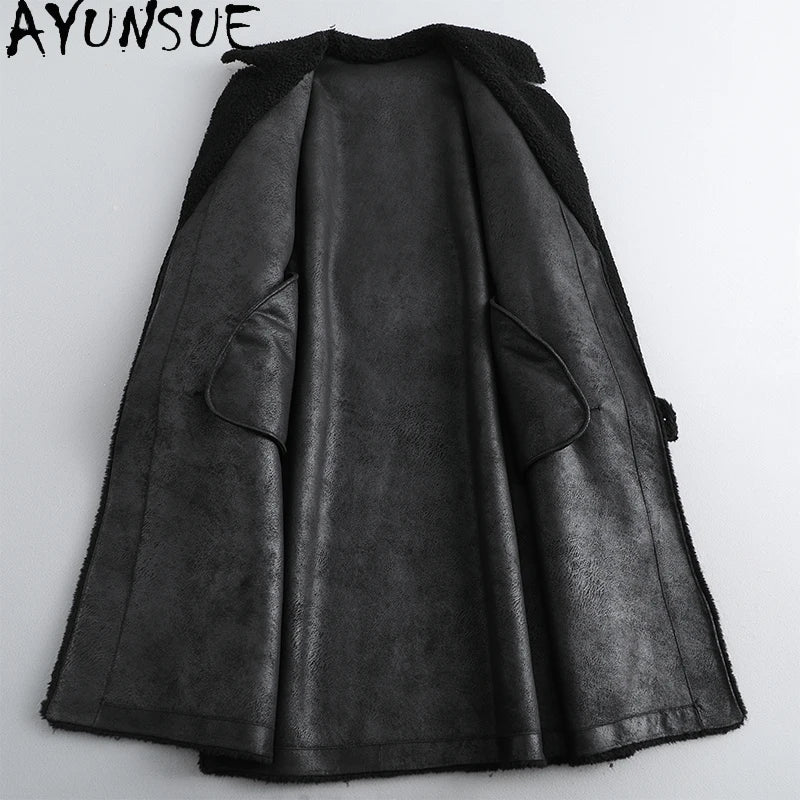 Sumptuous Solid Natural Woolen Coat/Woman Mid Length Lace-up Winter Coat/New Outerwear’s.
