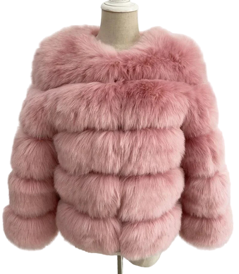 Faux Fur Coat’s For Winter/Women Short Coat Y2k Warm Furry Outerwear/O~Neck Knitted Puffy Warm Coat’s.