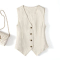 Modern Button Down Linen waistcoat/High end slim-fit short sleeveless suit V-neck vest clip
