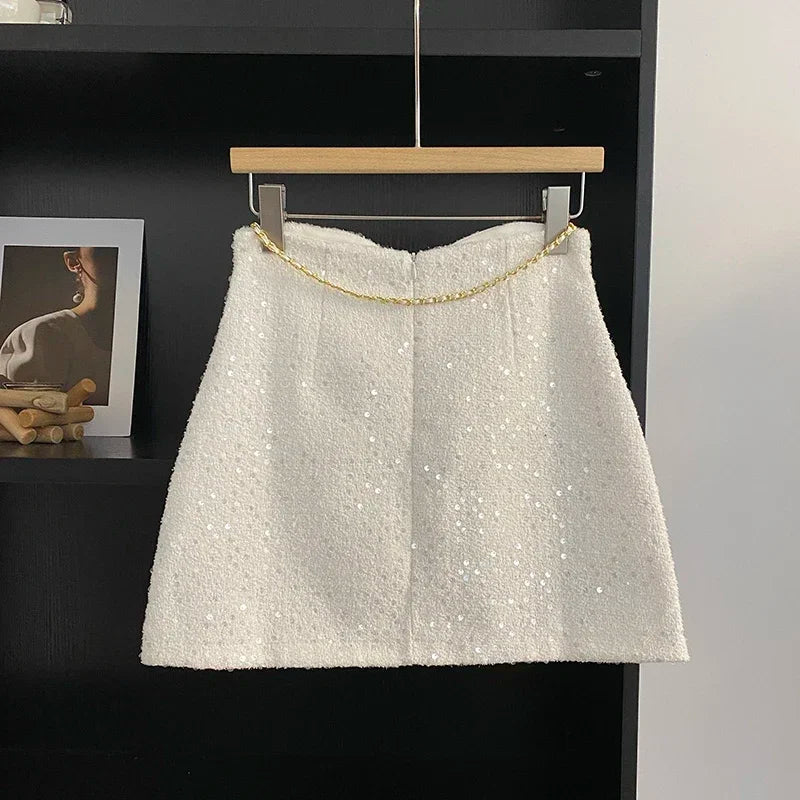 Seasonal High Waist A-line Floral Chain Lace-Up Skirts/Skirts with Shorts/Stretched Above Knee.