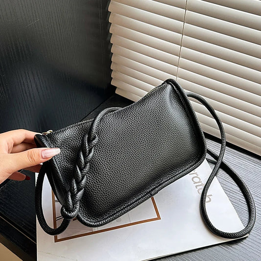 Modern Blend Boutique™ | Luxe Genuine Cowhide Leather Crossbody Bag – Premium Braided Strap Shoulder Purse for Women