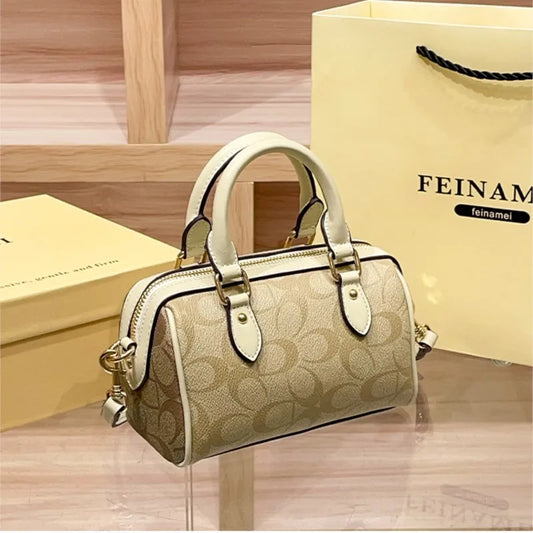 Luxury Monogram Mini Satchel Handbag with Top Handle & Crossbody Strap – Brown Designer-Style Women’s Bag