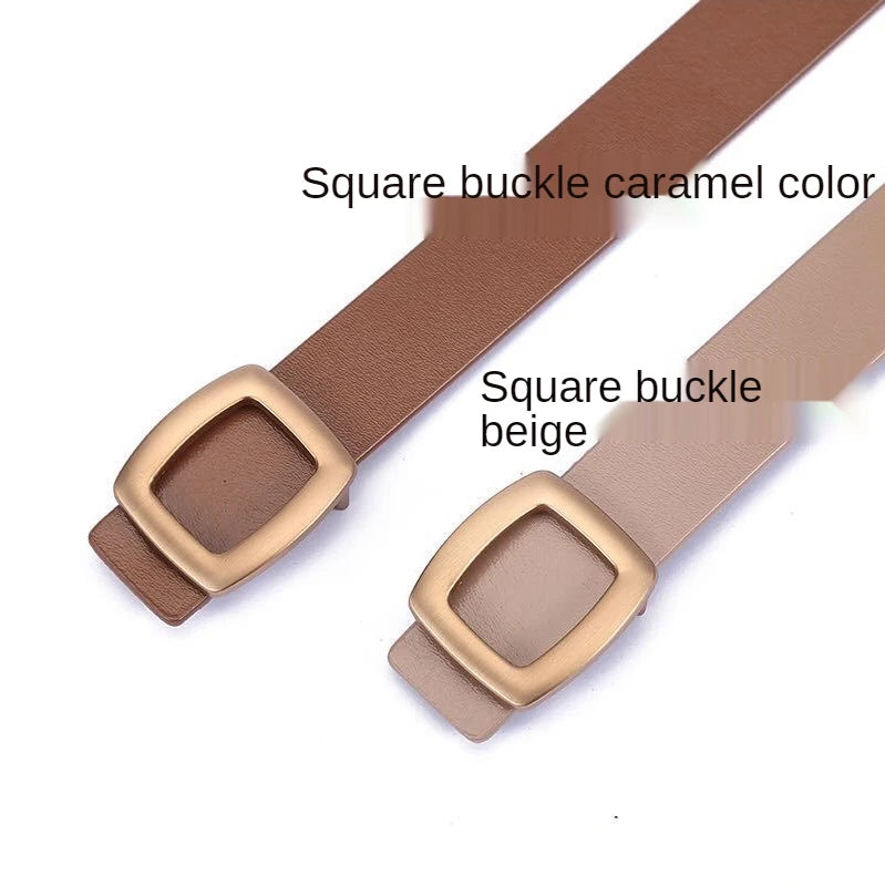 Luxury Genuine Leather Belt’s/Designer Jeans Belt/Female Waistband Fashion/Square Metal Buckle Belt.