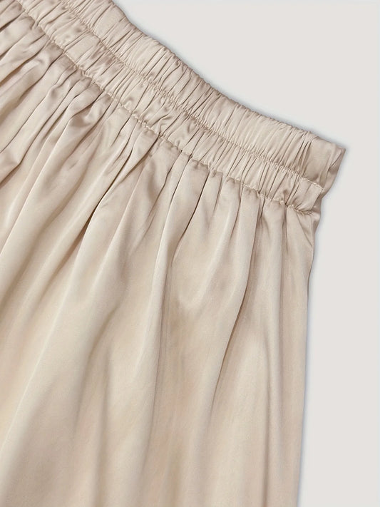 Luxury Satin Cowl Neck Two-Piece Set – Elegant Sleeveless Top & Flowing Skirt Set