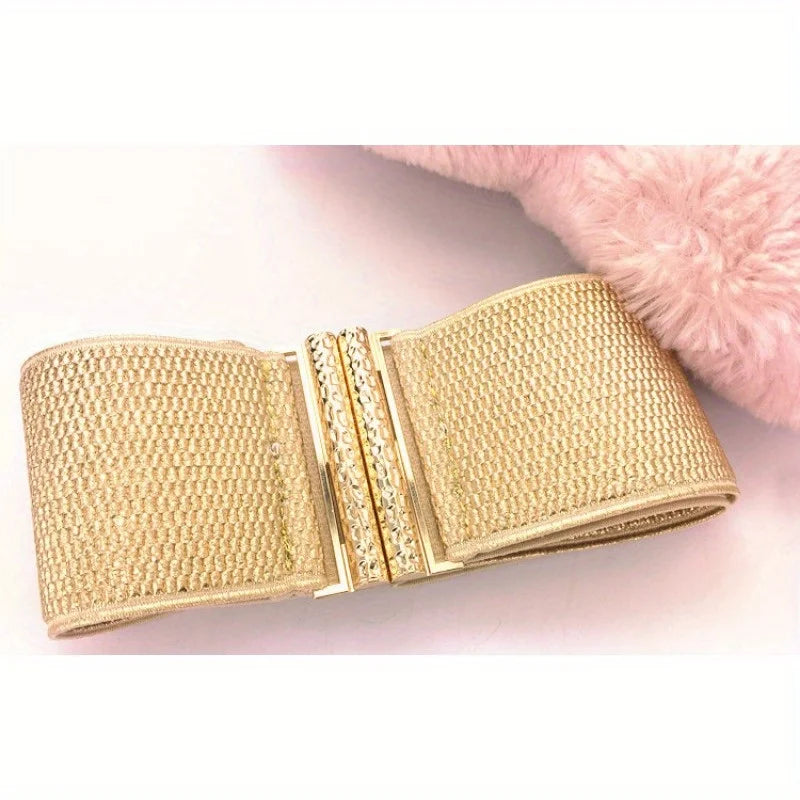 Gold Ornament Belt/Belt All-Matching Skirt with Elastic Wide Waist Seal Lr113/Elastic Brand.
