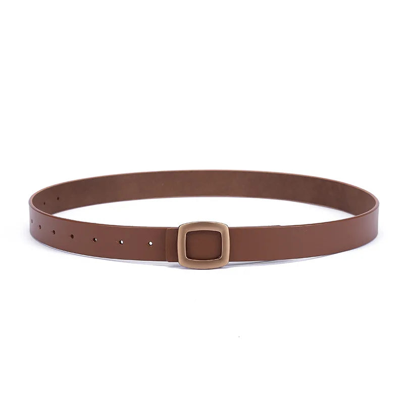 Luxury Genuine Leather Belt’s/Designer Jeans Belt/Female Waistband Fashion/Square Metal Buckle Belt.