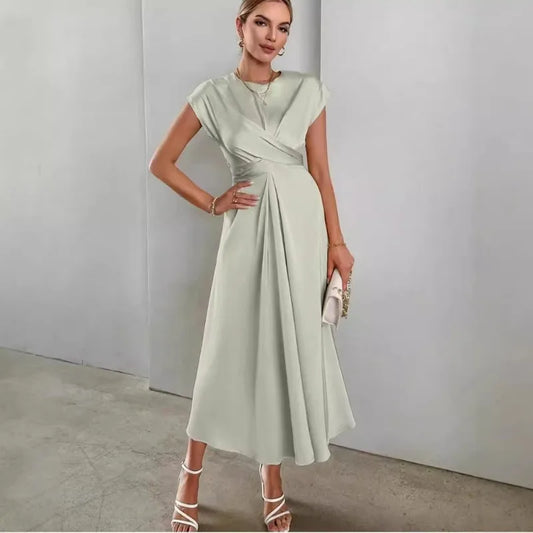 Elegant Corset Party Dress. Elegant Short Sleeve O Neck Bandage Satin Long Evening Guest Gala Cocktail Guest Dress
