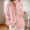 Solid Color Long-Sleeved  V Neck Knitted Cardigan/Breasted Women Top Fashion/Jacquard Sweater Versatile Coat Female.