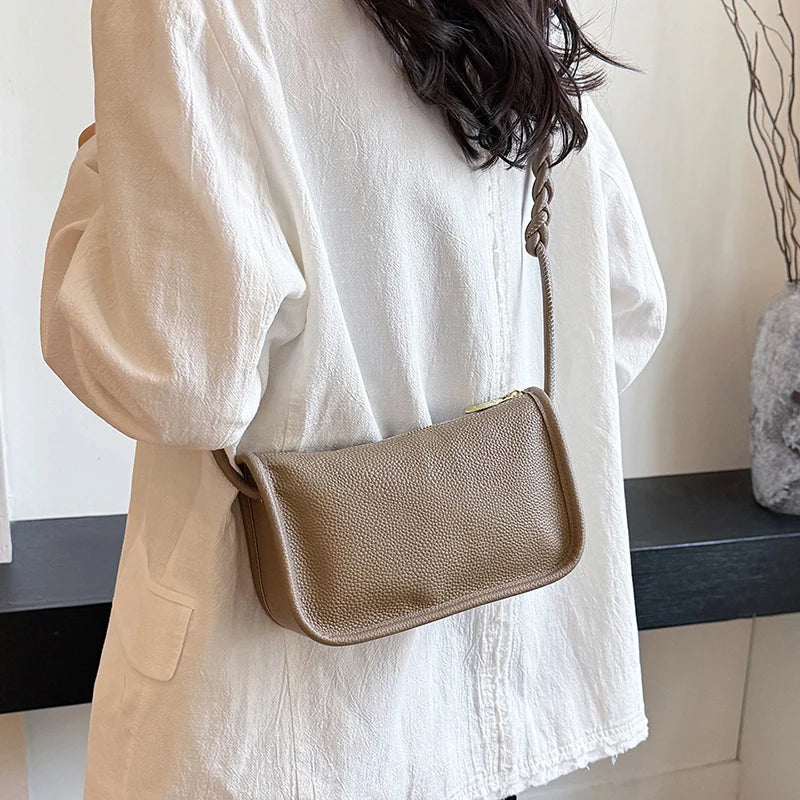Modern Blend Boutique™ | Luxe Genuine Cowhide Leather Crossbody Bag – Premium Braided Strap Shoulder Purse for Women
