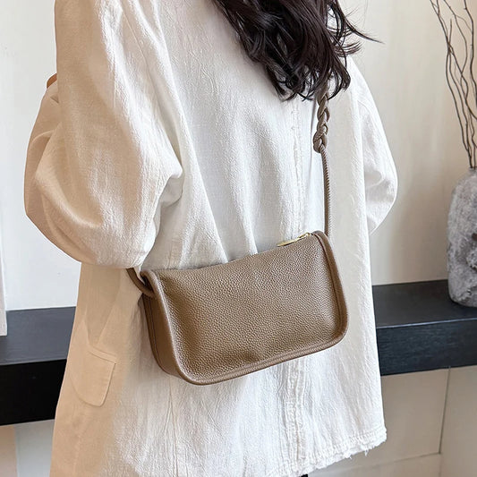 Modern Blend Boutique™ | Luxe Genuine Cowhide Leather Crossbody Bag – Premium Braided Strap Shoulder Purse for Women