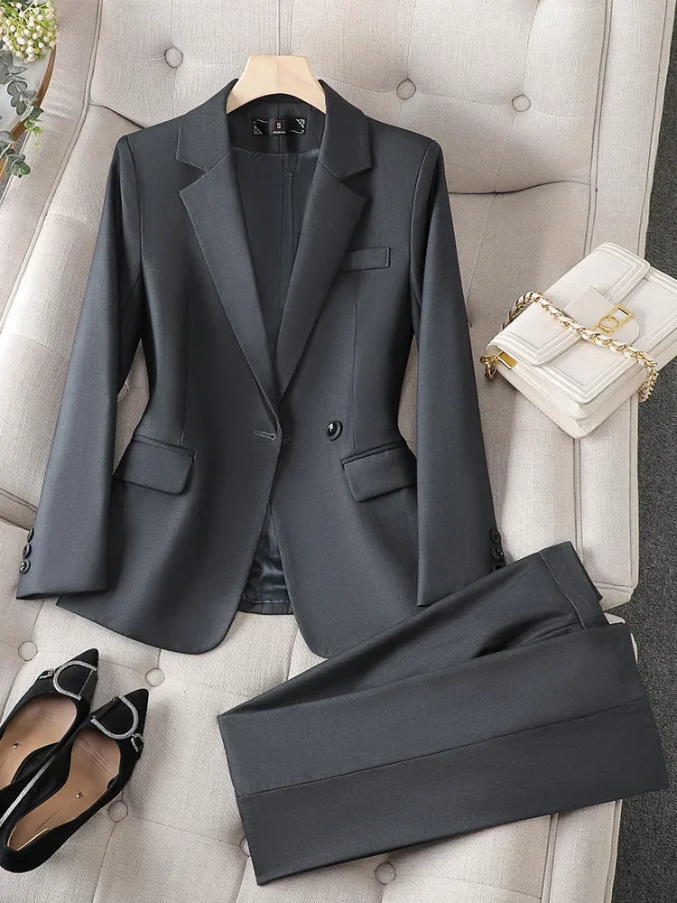 Tailored Long Sleeved Office Blazer/2 Piece Set’s/Elegant Fashion Chic Blazer With Above Knee Skirt.