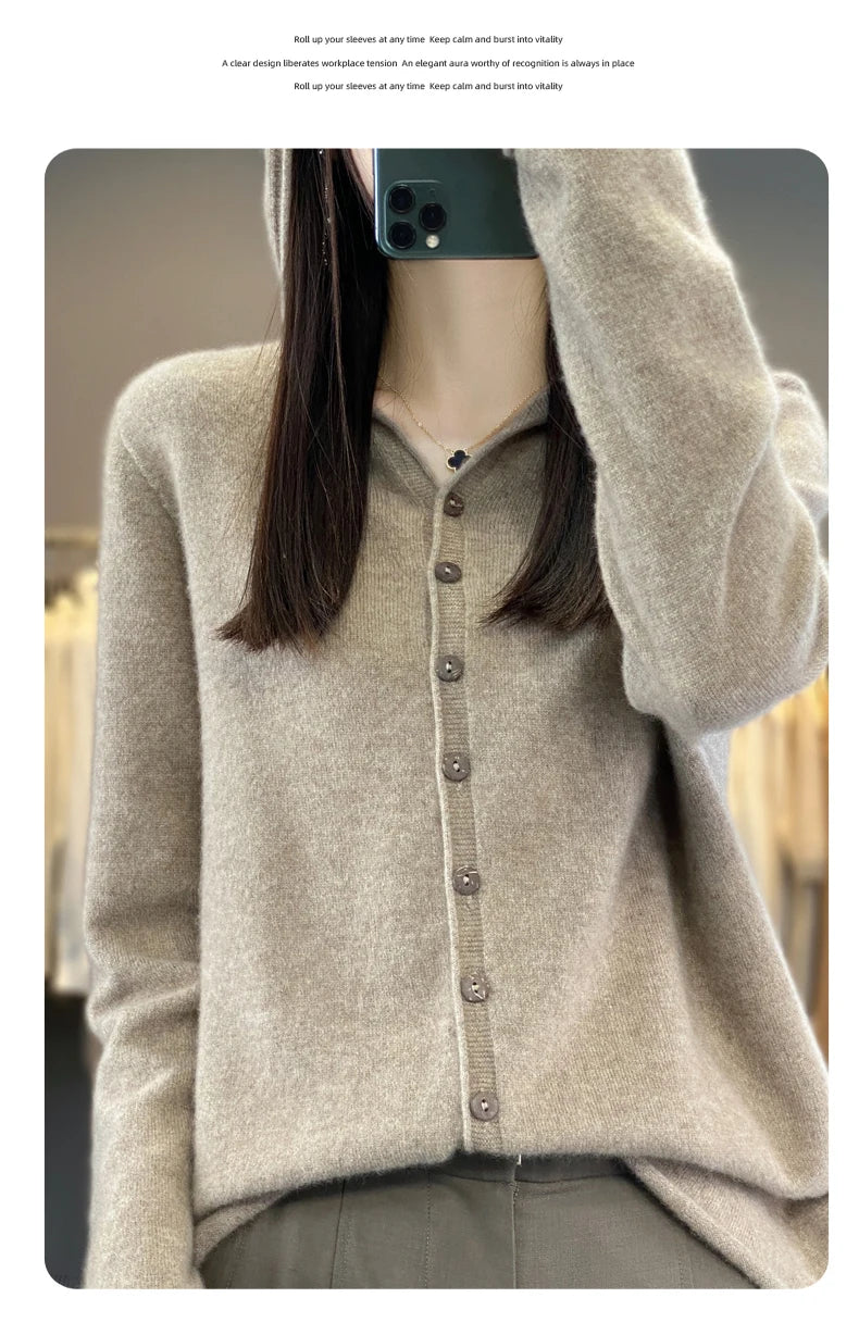 Women’s Soft Knit Hooded Button-Up Cardigan | Cozy Lightweight Hoodie Sweater for Fall & Winter | Casual Chic Layering Top