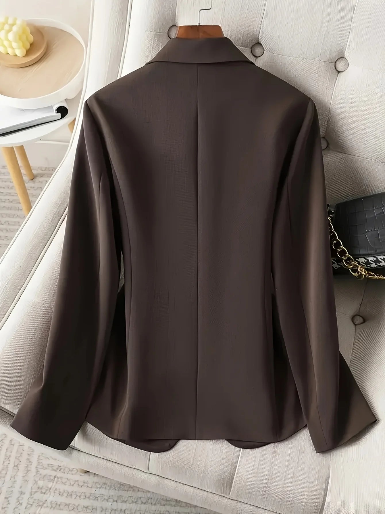 Women’s Chocolate Brown Tailored Blazer – Single-Button Notched Collar Jacket | Elegant Office & Casual Chic Outerwear