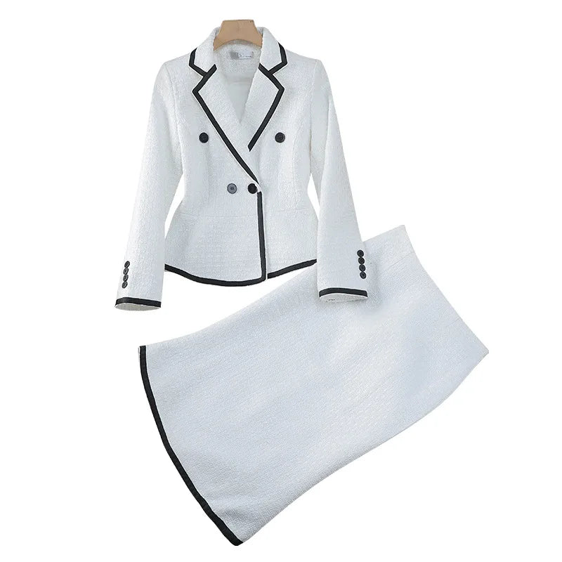 Luxury Celebrity Fragrance Suits Temperament Slim Skinny Occupational Suit Blazer Sets Fishtail Skirt