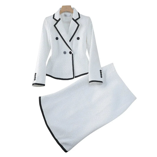 Luxury Celebrity Fragrance Suits Temperament Slim Skinny Occupational Suit Blazer Sets Fishtail Skirt