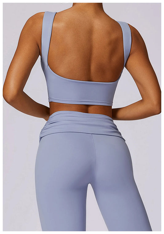 High-Waisted Flared Active Pants with Sculpting Fit – Neutral Beige