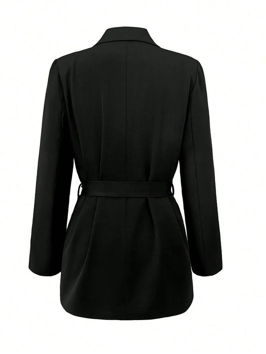 Classic Fitted Tie-Waist Blazer/Elegant Style Knitted Blazer/Jacket/Office Work Lady Fashion/Best For  Commuting.