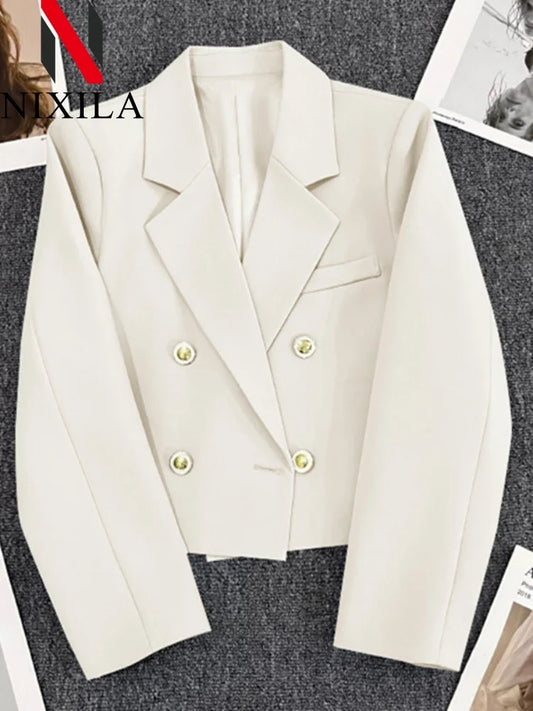 Short Cropped Fashioned Blazer /Office Lady Jacket/Fashion Coats Chic Elegant Outerwears Women's Clothes.