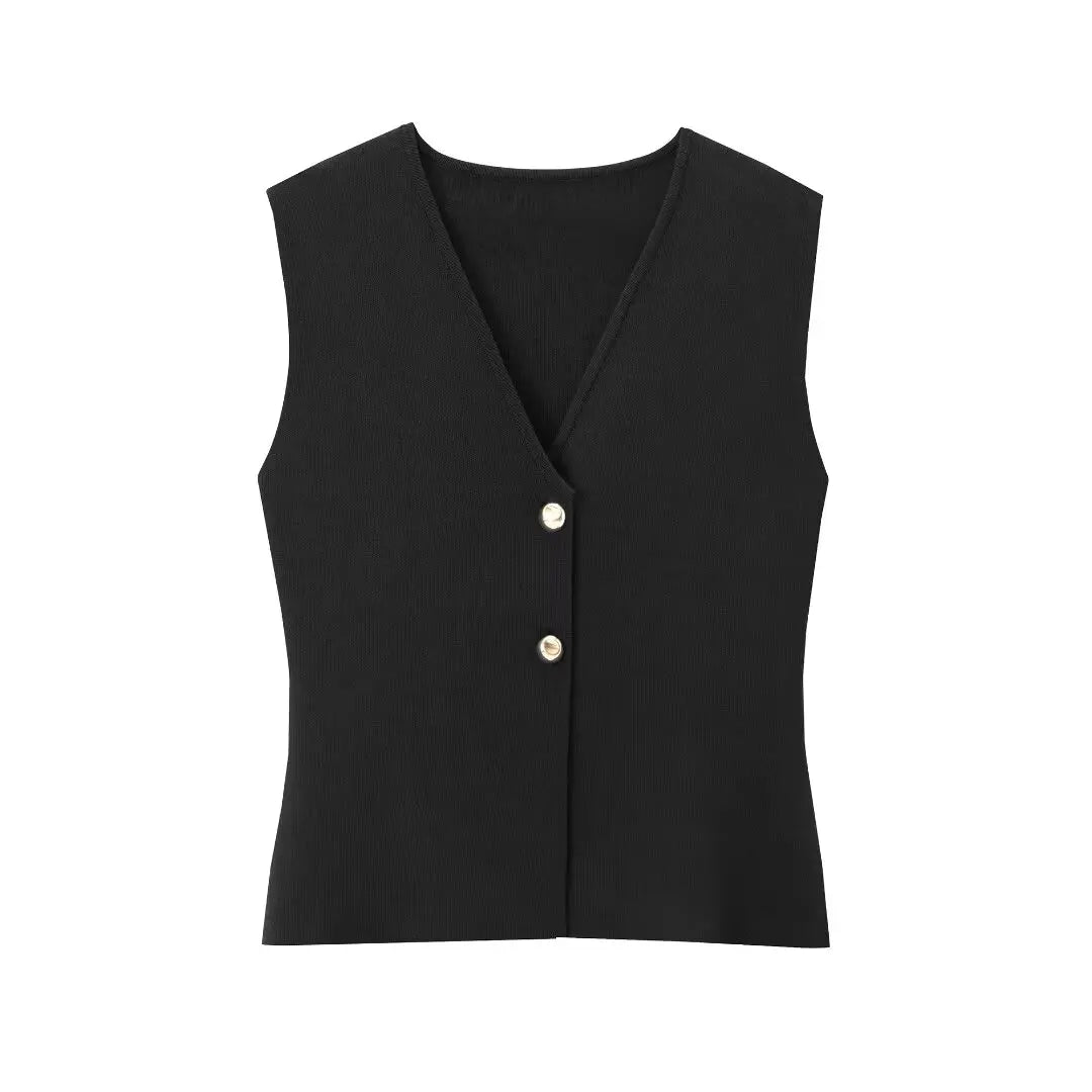 Solid Knit Vest Top/Cropped Sleeveless/Top Female Holiday Knitted Short Tops/Tatting Craft.