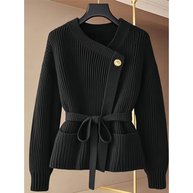 Excellent Lace~Up Red Stylish Knitted  Sweater/Women Winter Fashion.