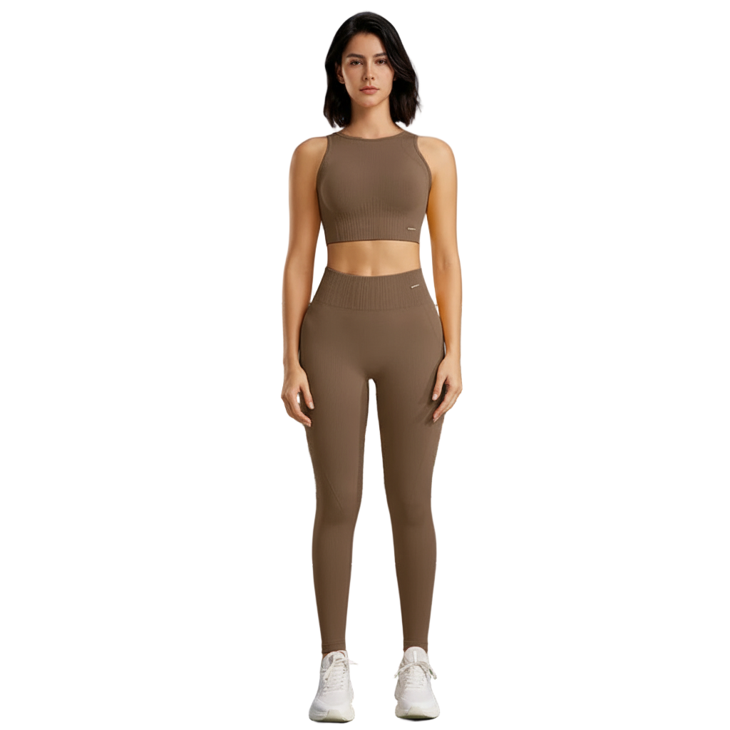 Seamlessly High Waisted Legging’s With Top/Two Piece Fitness Exercise Clothing.