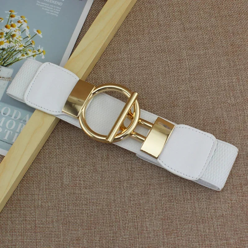 Stunning Fashion Solid Belt’s for Women/Simple Waist Elastic/Round Buckle Decoration Girdle Belt.
