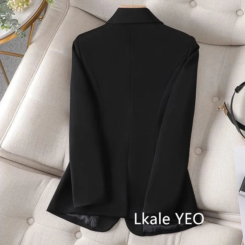 Women’s Tailored Belted Blazer – Single-Breasted Notched Lapel, Structured Shoulder, Regular-Length Suit Jacket, Elegant Business Casual Outerwear